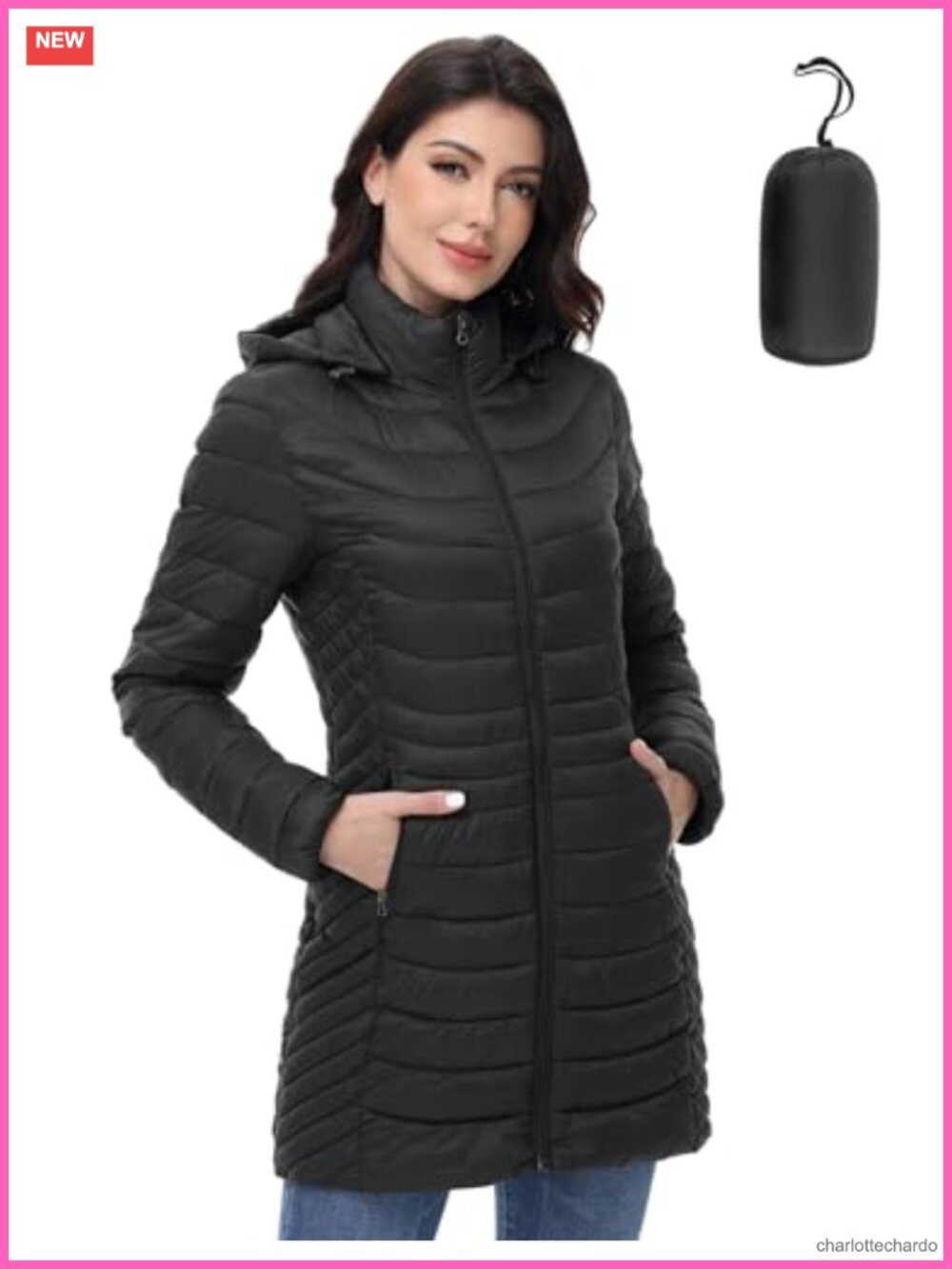 Packable Lightweight Puffer Jacket with Detachable Hood